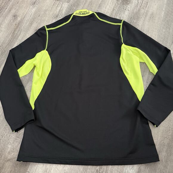 NIKE PRO COMBAT Hyperwarm Dri-Fit Max 1/4 Zip Pullover Mens Sz XL Black Neon - Picture 5 of 9